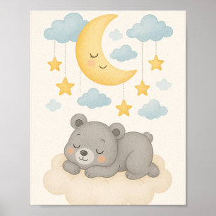 Süße Träume Kinderzimmer-Wandkunst-Set – Mond, Bär Poster