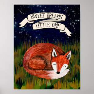Süße Träume kleines Eins - Schlafender Fuchs Kinde Poster