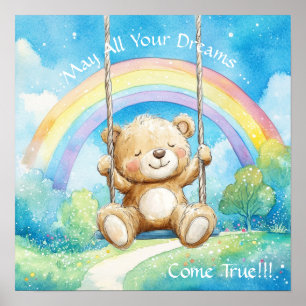 Süße Träume Regenbogen-Teddybär-Kinderzimmer Poster