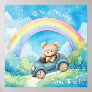 Süße Träume Regenbogen-Teddybär-Kinderzimmer Poster