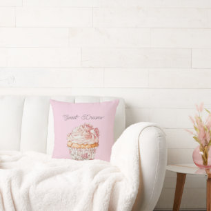 Süße Träume rosa Rosen Blumen Cupcake Kissen