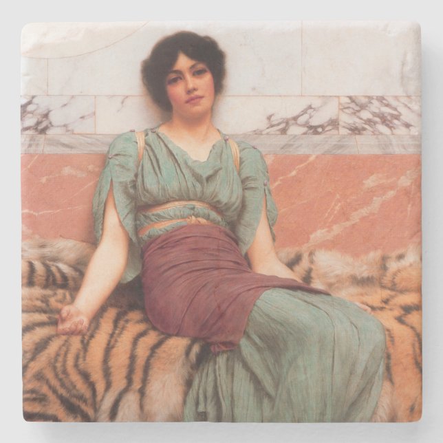 Süße Träume (schöne römische Frau auf der Tigerhau Steinuntersetzer (Vorderseite)