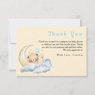 Süße Träume Teddybär Junge Baby Shower  Dankeskarte