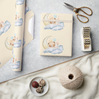 Süße Träume Teddybär Junge Baby Shower  Geschenkpapier