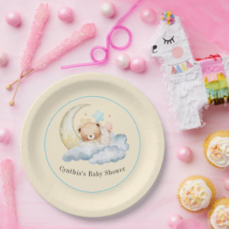 Süße Träume Teddybär Junge Baby Shower Papierplatt Pappteller