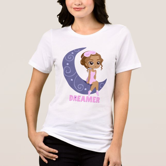 Süße Träumerische Mond Mädchen Träumerin  Ästhetik Tri-Blend Shirt (Vorderseite)
