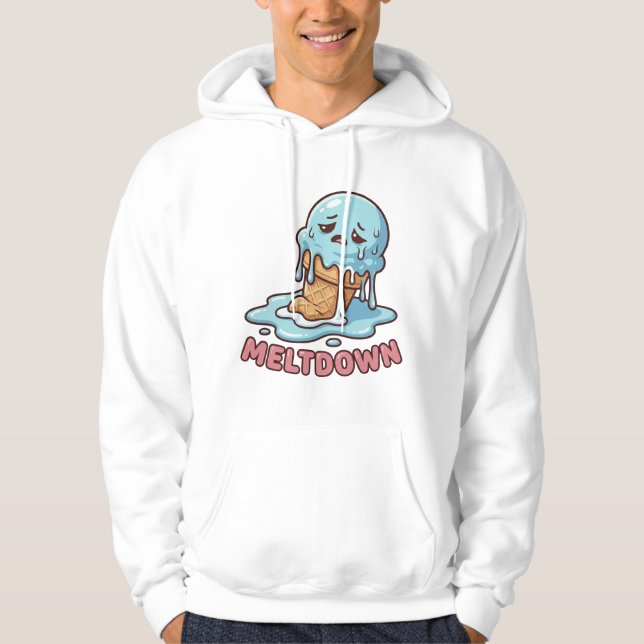 Süße traurige blaue Eiscreme Cartoon Pullover Kapu (Vorderseite)