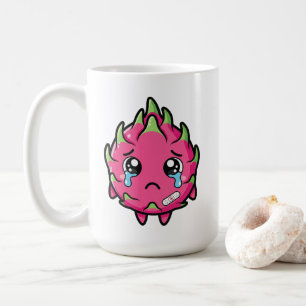 Süße traurige weinende Drachenfrucht Cartoon-Illus Kaffeetasse