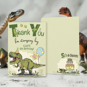 Süße TRex Dinosaurier Six-A-Saurus 6. Geburtstagsf Dankeskarte