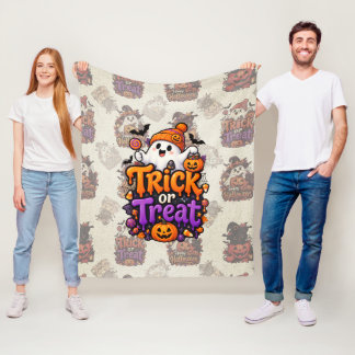 Süße Trick-or-Treat-Geister-Halloween-Webdecke Fleecedecke