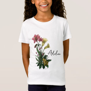 Süße tropische Frosch- und Lilien-Botanik-Blumenku T-Shirt
