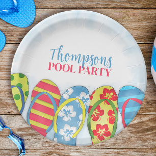 Süße tropische Sommer Flip Flops Poolparty Spaß Pappteller