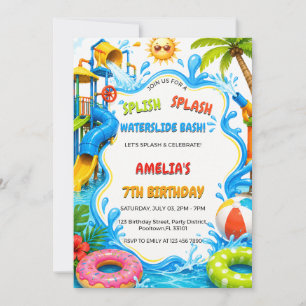 Süße tropische Wasserpark-Poolparty zum Geburtstag Einladung