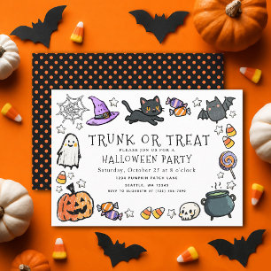 Süße Trunk-or-Treat-Kinder-Stifte-Halloween-Party Einladung