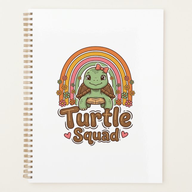 Süße Trupp-Schildkröte Regenbogen-Blumen-Vektor-De Planer (Vorderseite)