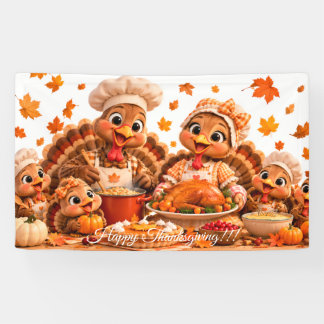 Süße Truthahnfamilie Thanksgiving-Party-Banner Banner