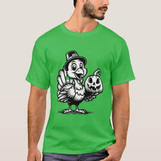 Süße Truthahnpose mit Kürbis Herbsternte Ani T-Shirt