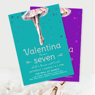 Süße Türkis-Ballerina-Tanz-und-Dreh-Geburtstag Einladung