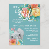 Süße Türkis Gelb Rosa Elefant Baby Shower