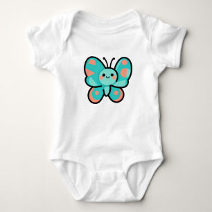 Süße Türkis Schmetterling Kawaii Kunst Babykleidun Baby Strampler