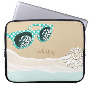Süße Türkis-Sonnenbrille Spiegel-Schalen-Strand Laptopschutzhülle