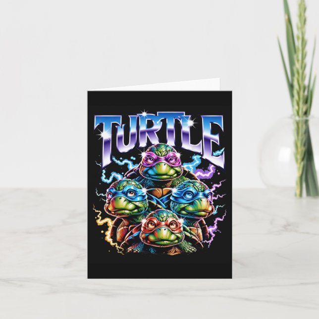 Süße Turtle Squad Elektrischer Blitz Halloween Karte (Vorderseite)