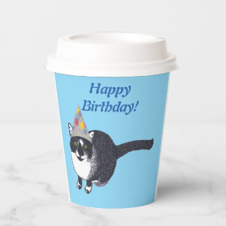 Süße Tuxedo-Katze Alles Gute zum Geburtstag Papier Pappbecher