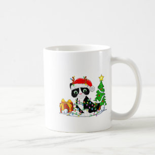Süße Tuxedo-Katze Santa Weihnachtsbaum Lichter Xma Kaffeetasse