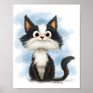 Süße Tuxedo-Katzen-Cartoon Poster