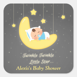 Süße Twinkle Twinkle Little Star Baby Shower Quadratischer Aufkleber