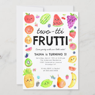 Süße TWO-tti Frutti Sommerfrucht 2. Geburtstag Einladung