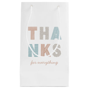 Süße Typografie-Beschriftung. Pastell Dank Geschäf Kleine Geschenktüte