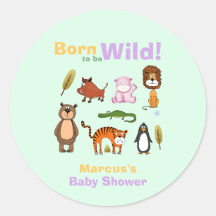 Süße Typografie - Wild Geboren für die Safari-Baby Runder Aufkleber