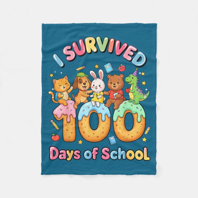 Süße überlebte 100 Tage Schulkatze Fleecedecke (Vorderseite)