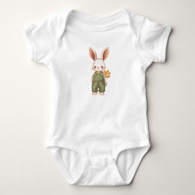 Süße Überraschungshase mit Blumen Baby Strampler (Vorderseite)