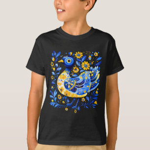 Süße Ukraine-Ente Vintage-Blumen Ukrainische Flagg T-Shirt