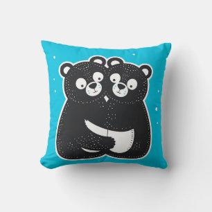 🐻🖤 Süße umarmende schwarze Bären gemütliches Dek Kissen