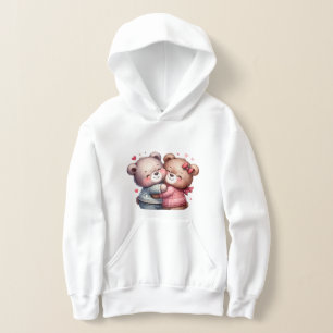 Süße umarmende Teddybären Mädchen weiße Kapuzenjac Hoodie
