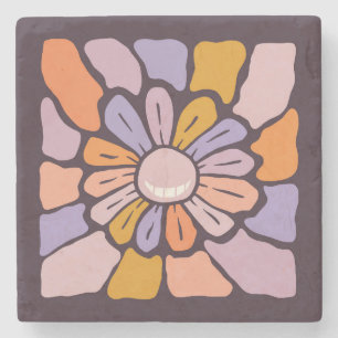 Süße und bunte Blumenzeichnung-Digitale Malerei Steinuntersetzer