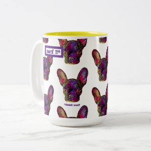 Süße und bunte Frenchie-Kaffeetasse Zweifarbige Tasse