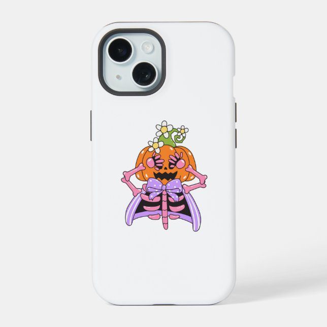 Süße und bunte Halloween-Knochen iPhone 15 Hülle (Rückseite)
