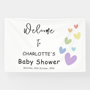 Süße und bunte Herzen Baby Shower Banner