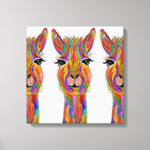 Süße und bunte Llama-Leinwand - 20" x 20" Leinwanddruck