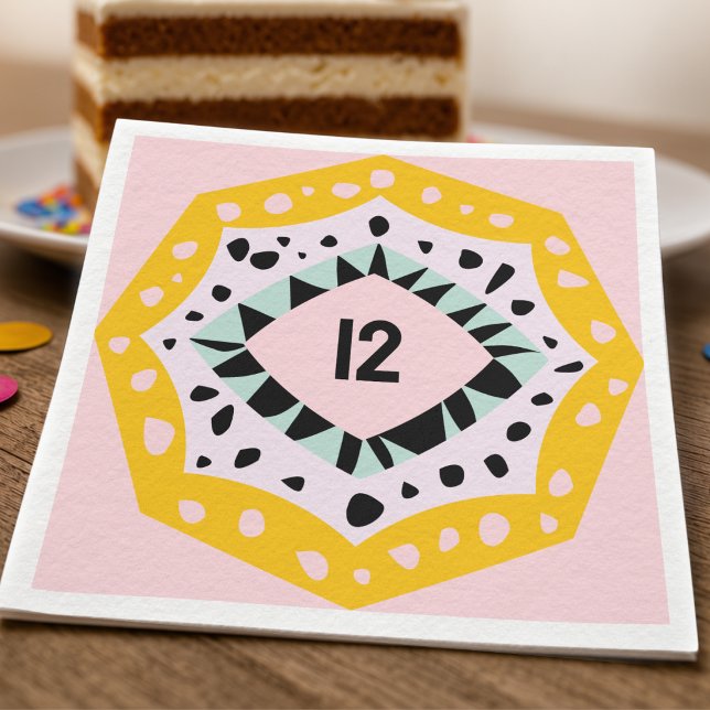Süße und bunte Servietten mit individuellem Alter (Napkins that make a statement. Bold colors, fun shapes, and your chosen age front and center.)