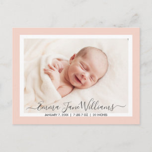 Süße und elegante Geburtsanzeige Foto-Postkarte Ankündigungspostkarte