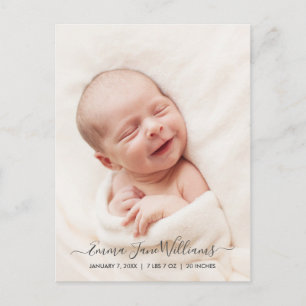 Süße und elegante Geburtsanzeige Foto-Postkarte Ankündigungspostkarte