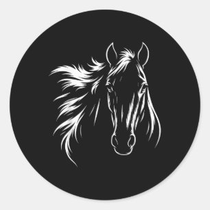 Süße und elegante Pferdesilhouette-Kunst für Pferd Runder Aufkleber