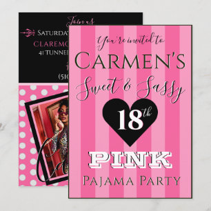 Süße und freche Pink-Pyjama-Party-Foto Einladung