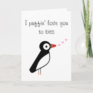 Süße und kitschige Valentinstag-Puffinkarte Karte
