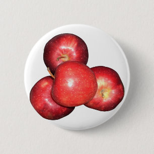 Süße und knackige rote Äpfel - Bio-Obst-Druck Button